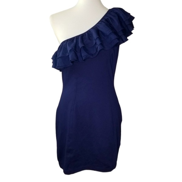 NEW NWT keepsake the label navy “my dilemma” mini one shoulder ruffle dress | 8 - Picture 2 of 9